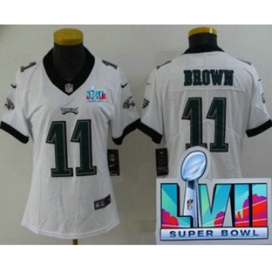 Women's Philadelphia Eagles #11 AJ Brown Limited White Super Bowl LVII Vapor Jersey - Ujersey