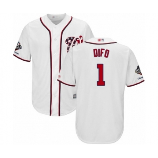 Youth Washington Nationals #1 Wilmer Difo Authentic White Home Cool Base 2019 World Series Champions Baseball Jersey - Ujersey