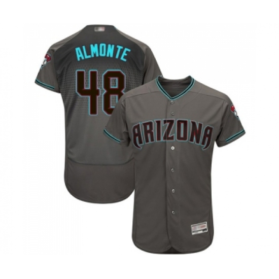 Men's Arizona Diamondbacks #48 Abraham Almonte Gray Teal Alternate Authentic Collection Flex Base Baseball Jersey - Ujersey