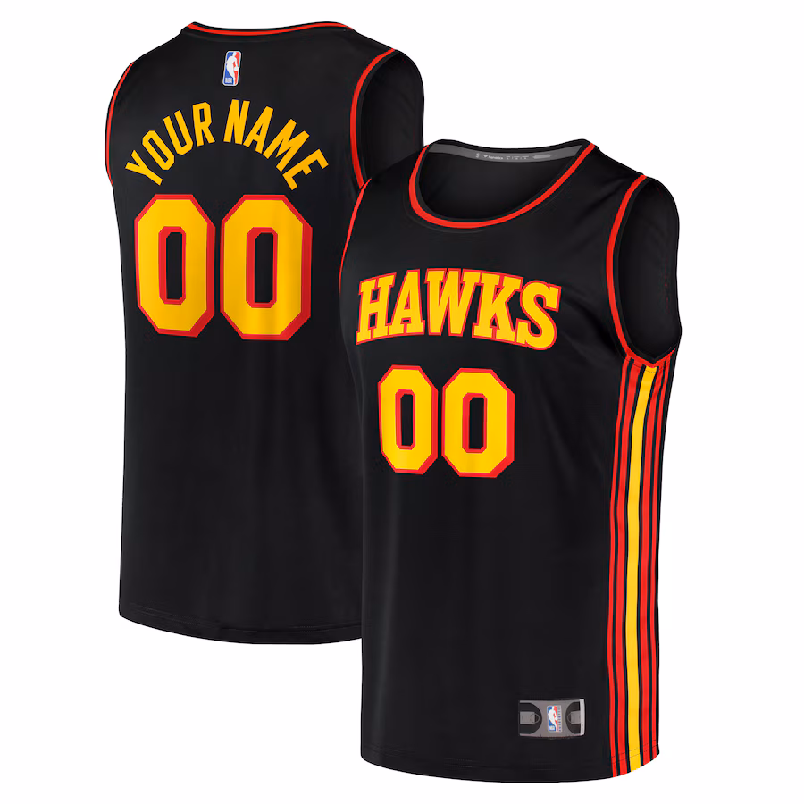 Youth Atlanta Hawks  Fanatics Black Fast Break Replica Custom Jersey - Statement Edition - Ujersey NHL