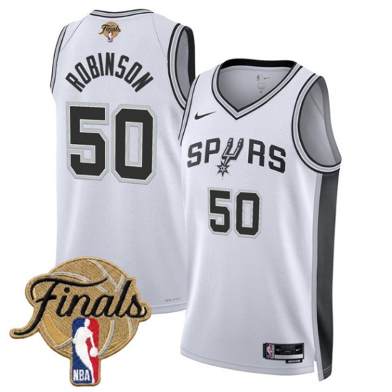 Men's San Antonio Spurs #50 David Robinson White 2026 Finals Association Edition Stitched Basketball Jersey - Ujersey
