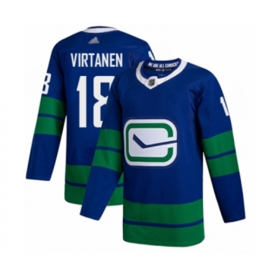 Men's Vancouver Canucks #18 Jake Virtanen Authentic Royal Blue Alternate Hockey Jersey - Ujersey