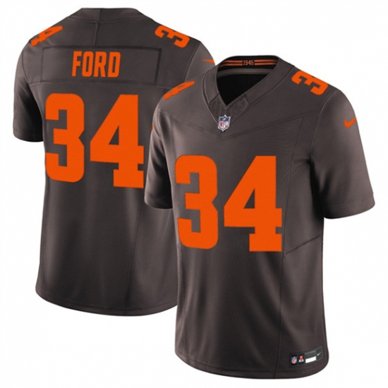 Men's Cleveland Browns #34 Jerome Ford Brown 2025 F.U.S.E. Alpha Dawg Limited Football Stitched Jersey - Ujersey