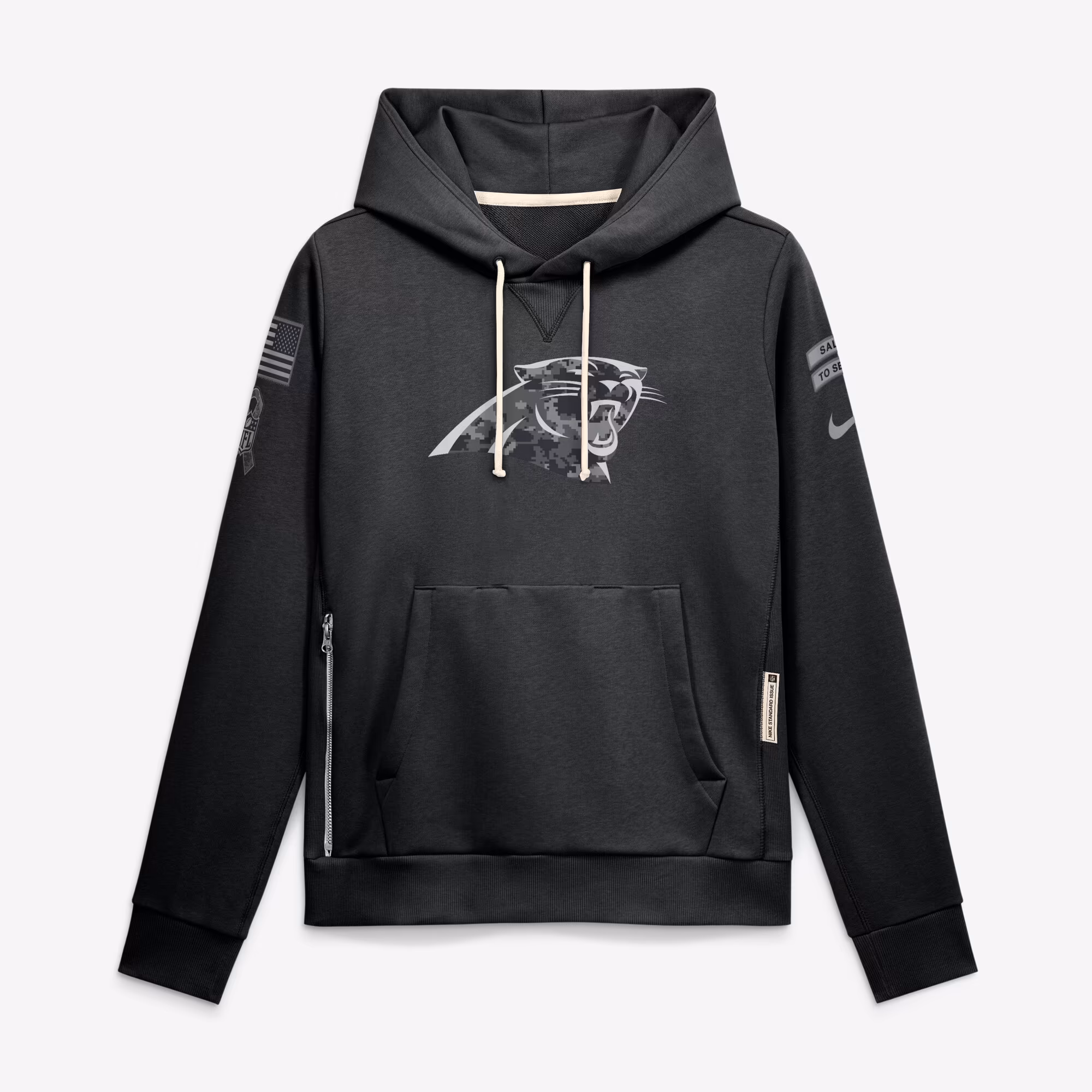 Women's Carolina Panthers  Nike Black 2026 Salute to Service Sideline Dri-FIT Pullover Hoodie - Ujersey Shop
