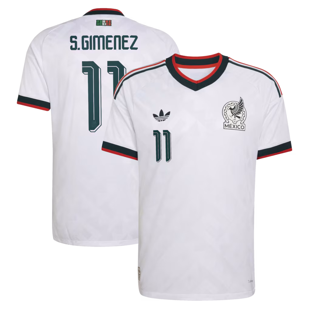 Men's Mexico National Team Santiago Gimenez adidas White 2026 Away On-Field Authentic Jersey - ujerseystore