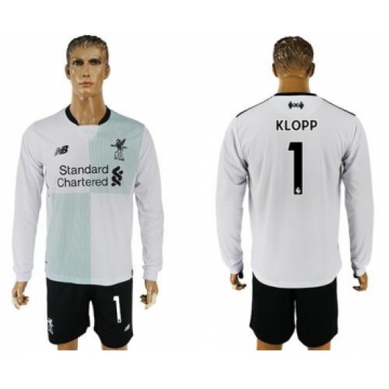 Liverpool #1 Klopp Away Long Sleeves Soccer Club Jersey