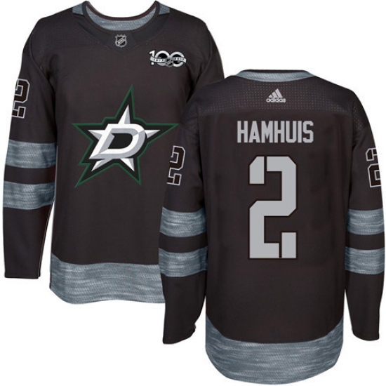 Men's Adidas Dallas Stars #2 Dan Hamhuis Authentic Black 1917-2017 100th Anniversary NHL Jersey - Ujersey