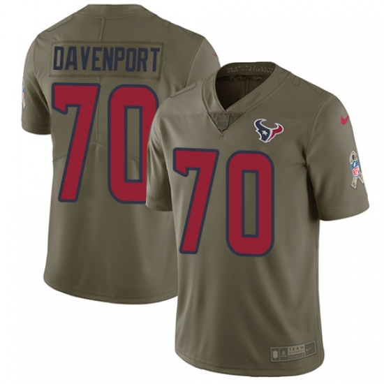 Men's Nike Houston Texans #70 Julien Davenport Limited Olive 2017 Salute to Service NFL Jersey - Ujersey
