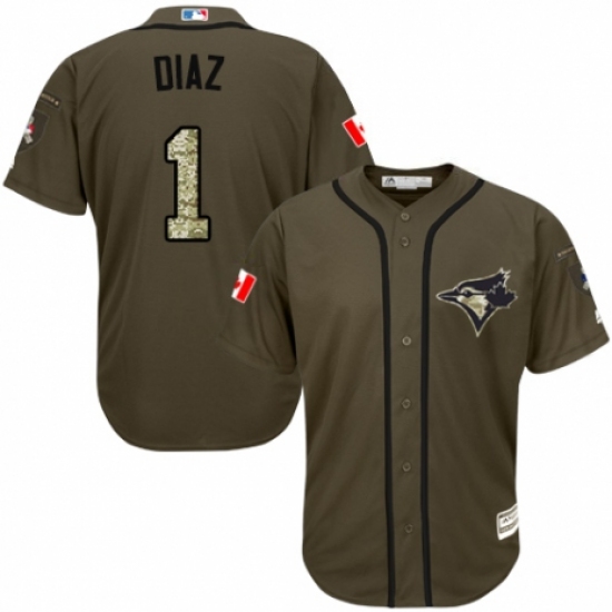 Youth Majestic Toronto Blue Jays #1 Aledmys Diaz Authentic Green Salute to Service MLB Jersey - Ujersey
