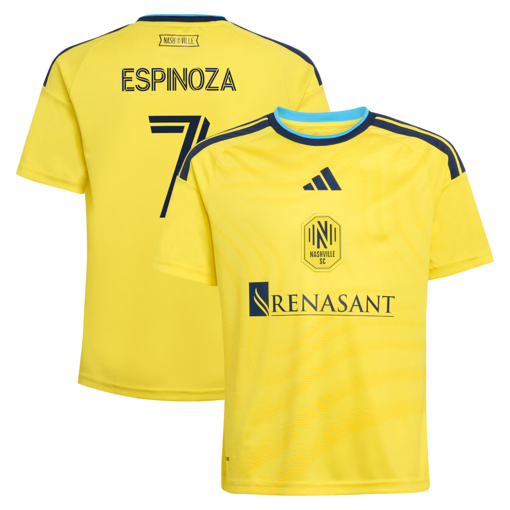 Youth Nashville SC Cristian Espinoza adidas Yellow 2026 The Reverb Kit Replica Jersey