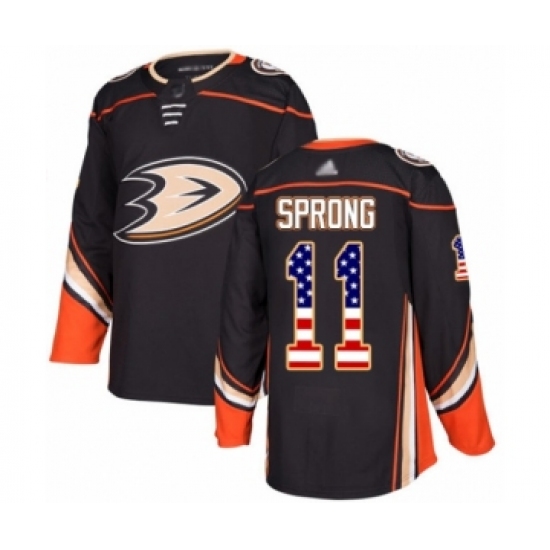 Men's Anaheim Ducks #11 Daniel Sprong Authentic Black USA Flag Fashion Hockey Jersey