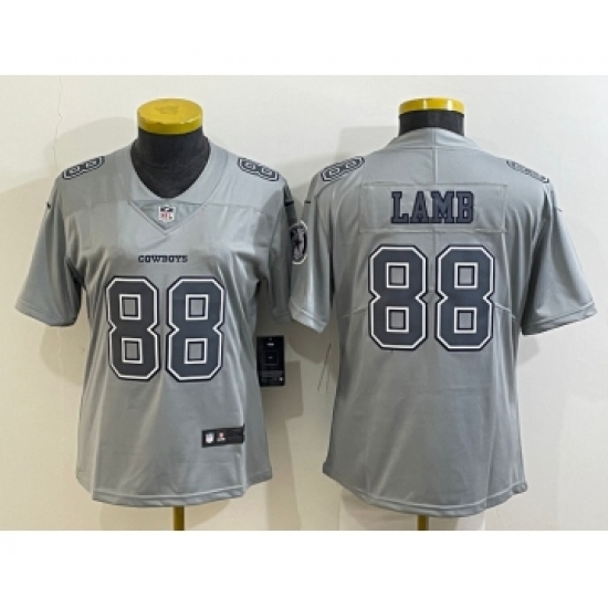 Women's Dallas Cowboys #88 CeeDee Lamb Grey Atmosphere Fashion 2022 Vapor Untouchable Stitched Nike Limited Jersey - Ujersey