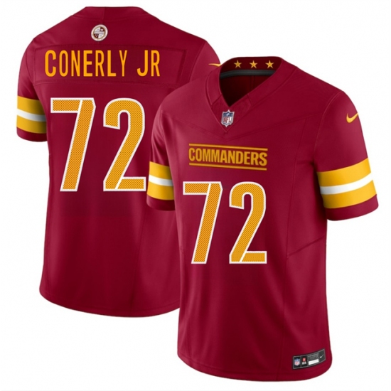 Men's Washington Commanders #72 Josh Conerly Jr Burgundy 2025 Draft F.U.S.E. Vapor Limited Football Stitched Jersey - Ujersey