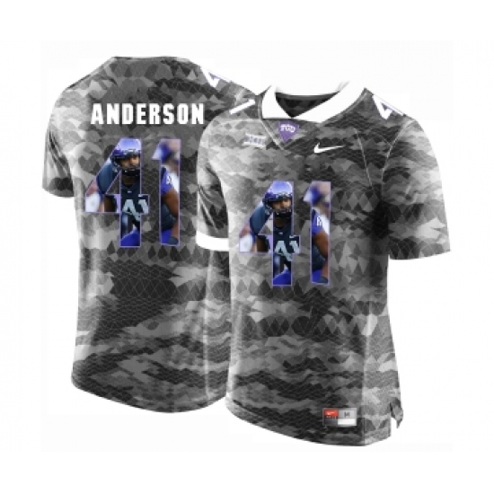 TCU Horned Frogs 41 Jonathan Anderson Gray With Portrait Print College Football Limited Jersey - Ujersey