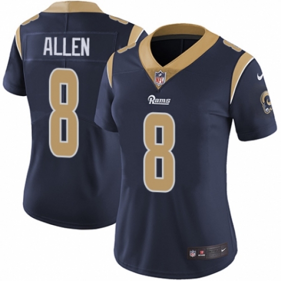 Women's Nike Los Angeles Rams #8 Brandon Allen Navy Blue Team Color Vapor Untouchable Limited Player NFL Jersey - Ujersey