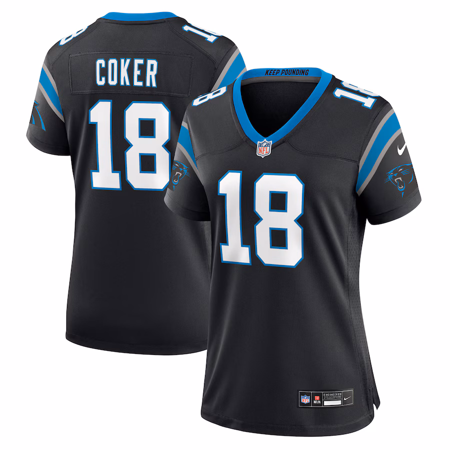 Women's Carolina Panthers Jalen Coker Nike Black Team Game Jersey - Ujersey