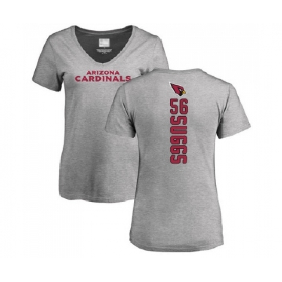 Football Women's Arizona Cardinals #56 Terrell Suggs Ash Backer V-Neck T-Shirt - Ujersey