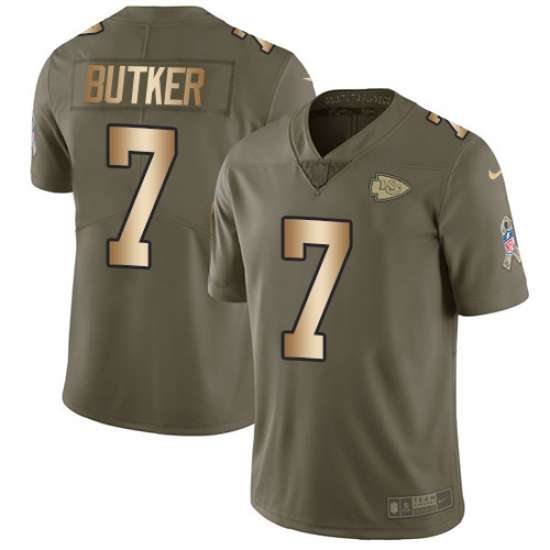 Youth Nike Kansas City Chiefs #7 Harrison Butker Limited Olive/Gold 2017 Salute to Service NFL Jersey - Ujersey