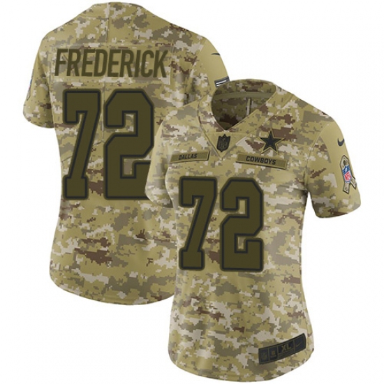Women's Nike Dallas Cowboys #72 Travis Frederick Limited Camo 2018 Salute to Service NFL Jersey - Ujersey