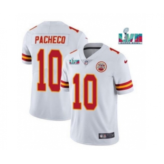 Men’s Kansas City Chiefs #10 Isiah Pacheco White Super Bowl LVII Patch Vapor Untouchable Limited Stitched Jersey - Ujersey