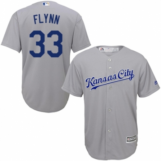 Youth Majestic Kansas City Royals #33 Brian Flynn Replica Grey Road Cool Base MLB Jersey - Ujersey