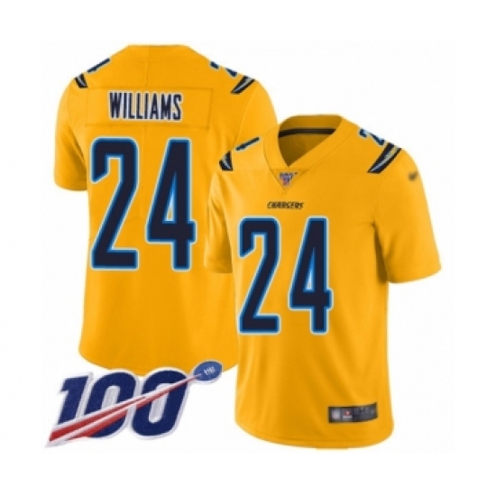 Men's Los Angeles Chargers #24 Trevor Williams Limited Gold Inverted Legend 100th Season Football Jersey - Ujersey