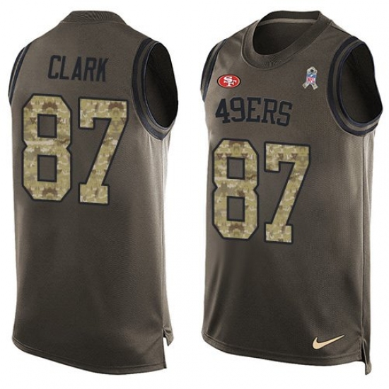 Men's Nike San Francisco 49ers #87 Dwight Clark Limited Green Salute to Service Tank Top NFL Jersey - Ujersey