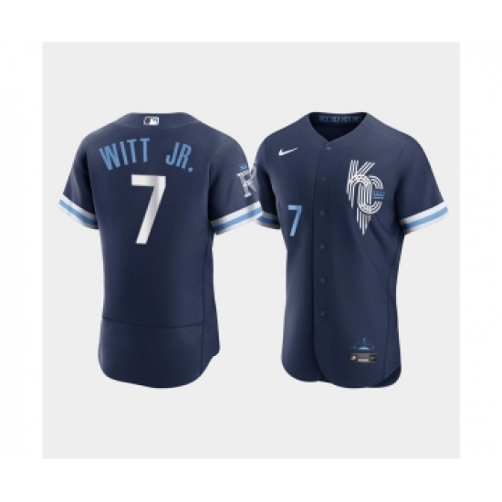 Men's Kansas City Royals #7 Bobby Witt Jr. 2022 Navy City Connect Flex Base Stitched MLB Jersey - Ujersey