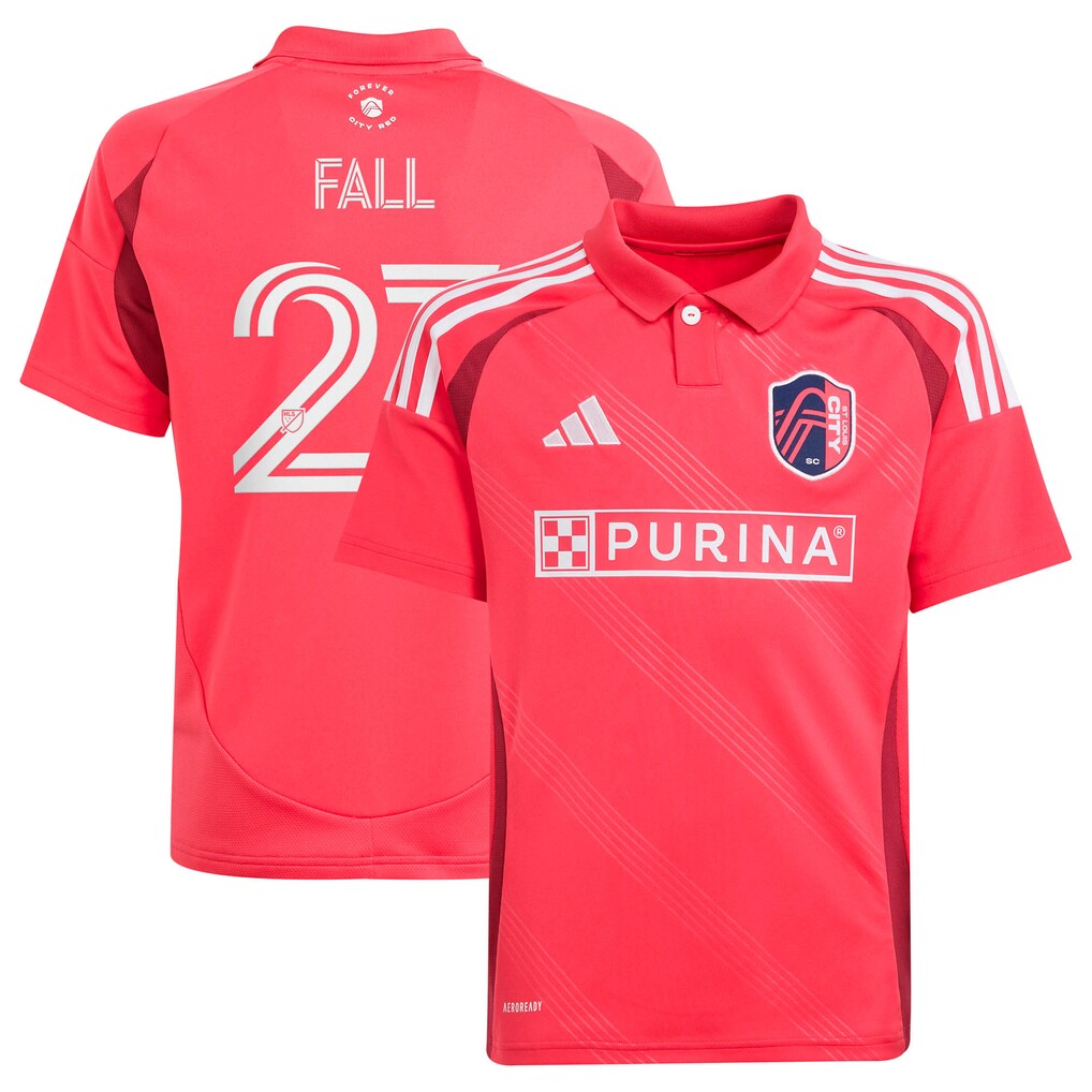 Youth St. Louis CITY SC Fallou Fall adidas Red 2025 Forever CITY Red Replica Jersey - Ujersey