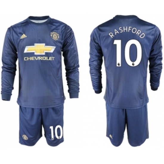 Manchester United #10 Rashford Third Long Sleeves Soccer Club Jersey