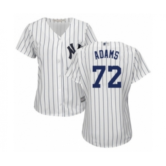 Women's New York Yankees #72 Chance Adams Authentic White Home Baseball Player Jersey - Ujersey