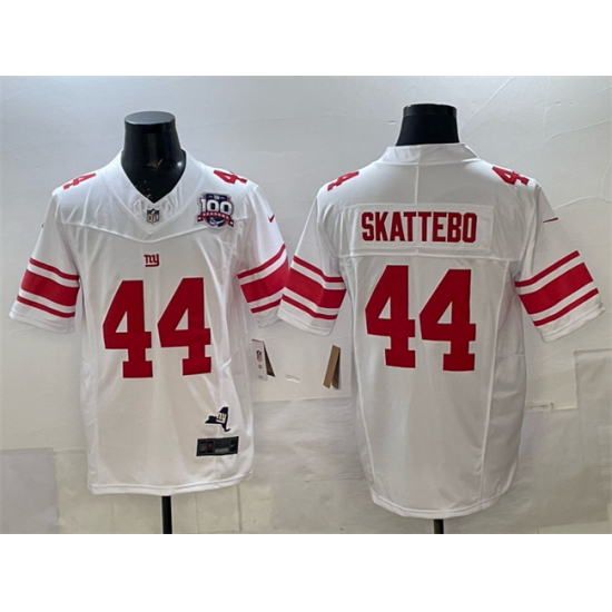 Men's New York Giants #44 Cam Skattebo White 2025 Draft F.U.S.E. 100th Season & State Vapor Limited Stitched Football Jersey - Ujersey