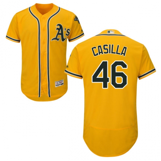 Men's Majestic Oakland Athletics #46 Santiago Casilla Gold Flexbase Authentic Collection MLB Jersey - Ujersey