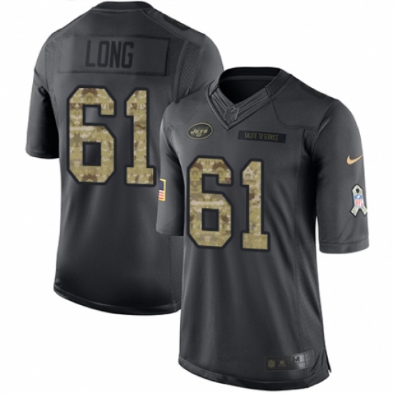 Youth Nike New York Jets #61 Spencer Long Limited Black 2016 Salute to Service NFL Jersey - Ujersey