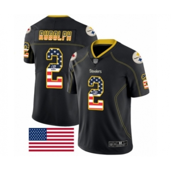 Men's Pittsburgh Steelers #2 Mason Rudolph Limited Black Rush USA Flag Football Jersey - Ujersey