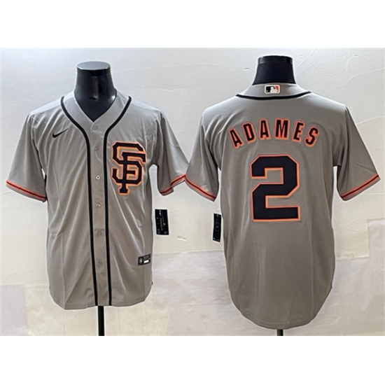 Men's San Francisco Giants #2 Willy Adames Gray Cool Base Stitched Baseball Jersey - ujerseystore