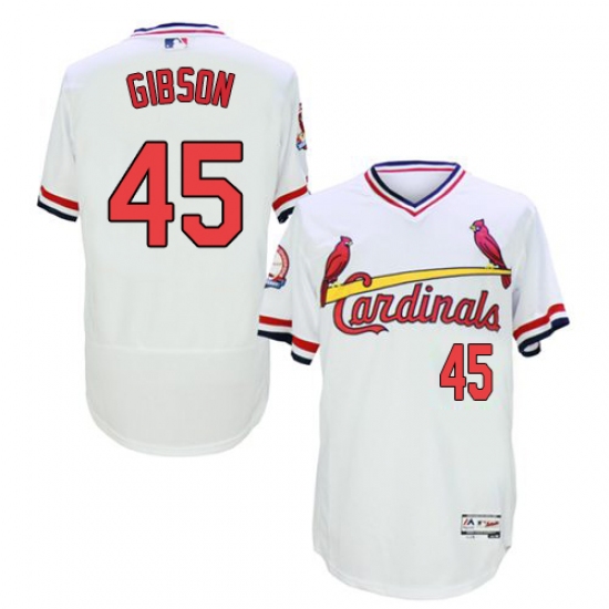 Men's Majestic St. Louis Cardinals #45 Bob Gibson White Flexbase Authentic Collection Cooperstown MLB Jersey - Ujersey