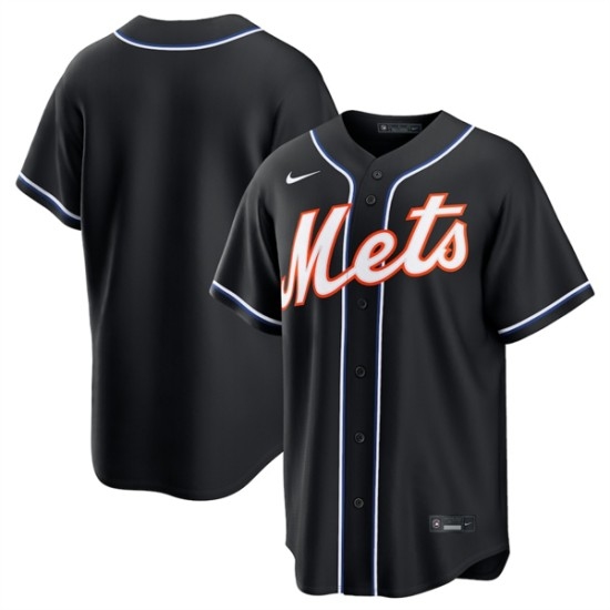 Men's New York Mets Blank 2026 Black Out Stitched Baseball Jersey - Ujersey