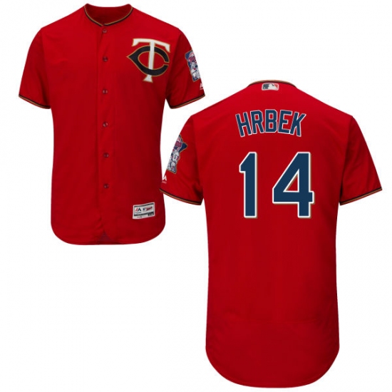 Men's Majestic Minnesota Twins #14 Kent Hrbek Authentic Scarlet Alternate Flex Base Authentic Collection MLB Jersey - Ujersey