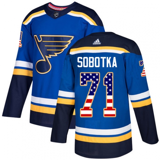 Men's Adidas St. Louis Blues #71 Vladimir Sobotka Authentic Blue USA Flag Fashion NHL Jersey - Ujersey