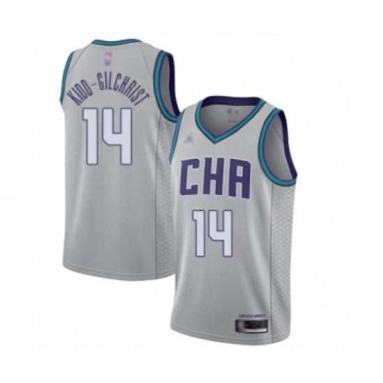 Men's Jordan Charlotte Hornets #14 Michael Kidd-Gilchrist Swingman Gray Basketball Jersey - 2019 20 City Edition - Ujersey