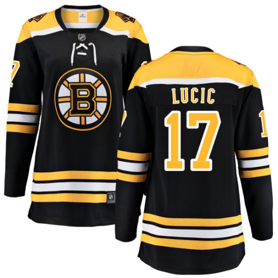 Women's Boston Bruins #17 Milan Lucic Authentic Black Home Fanatics Branded Breakaway NHL Jersey - Ujersey