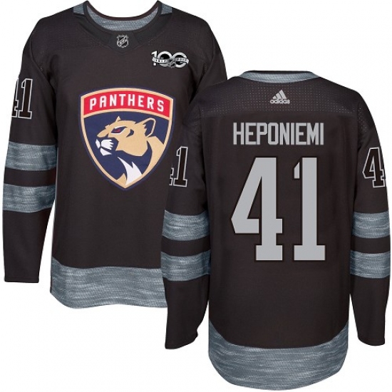 Men's Adidas Florida Panthers #41 Aleksi Heponiemi Premier Black 1917-2017 100th Anniversary NHL Jersey - Ujersey