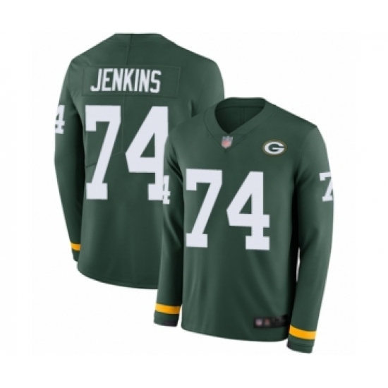 Men's Green Bay Packers #74 Elgton Jenkins Limited Green Therma Long Sleeve Football Jersey - Ujersey