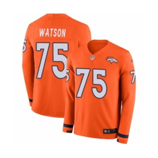 Men's Nike Denver Broncos #75 Menelik Watson Limited Orange Therma Long Sleeve NFL Jersey - Ujersey