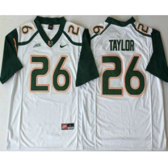 Men's Miami Hurricanes #26 Sean Taylor White Stitched NCAA Nike College Football Jersey