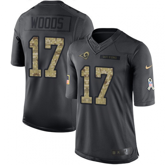 Youth Nike Los Angeles Rams #17 Robert Woods Limited Black 2016 Salute to Service NFL Jersey - Ujersey