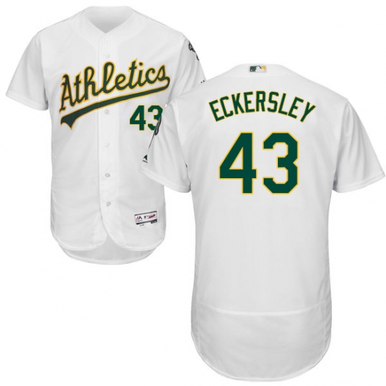 Men's Majestic Oakland Athletics #43 Dennis Eckersley White Home Flex Base Authentic Collection MLB Jersey - Ujersey