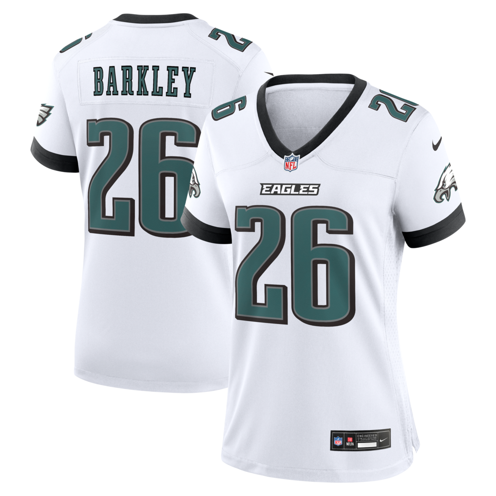 Women's Philadelphia Eagles Saquon Barkley Nike White Game Jersey - SUjersey01