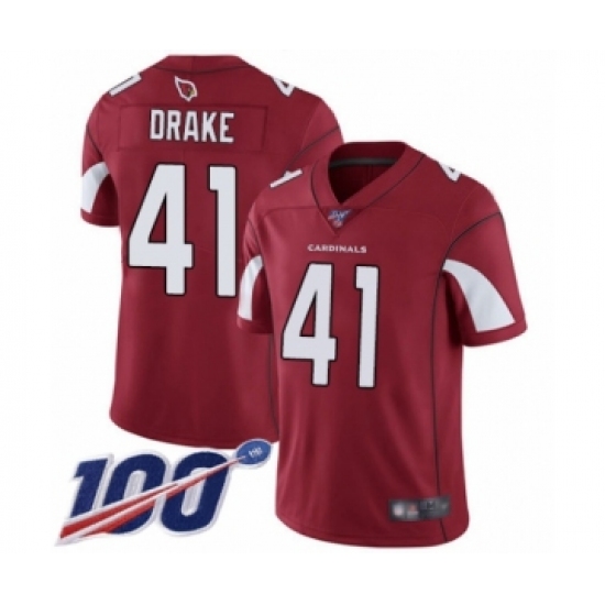 Youth Arizona Cardinals #41 Kenyan Drake Red Team Color Vapor Untouchable Limited Player 100th Season Football Jersey - Ujersey